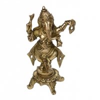 Brass Dancing Ganesh idol for worship and Showpiece 8 inch height by Aakrati