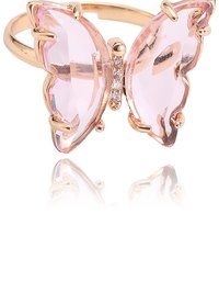 Stylish Gold Plated Pink Crystal Butterfly Ring