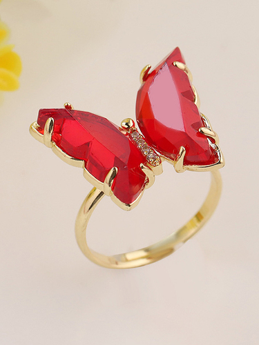 Stunning Gold Plated Red Crystal Butterfly