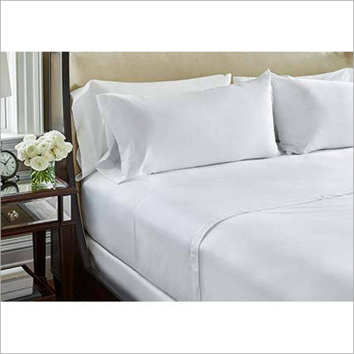 White Hotel Double Bed Sheet - 100% Cotton, Full Size, White Color | Normal Wash, Plain Style, Set Contains 1 Bedsheet and 2 Pillow Covers