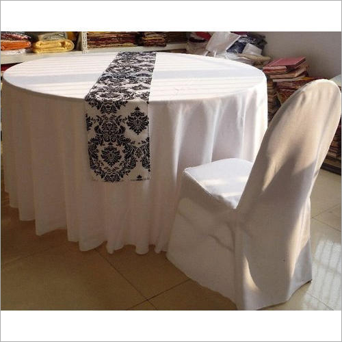 Round Hotel Table Linen - Cotton Material, White Color, 200-300 GSM | Washable, Plain Pattern, Ideal for Weddings and Hotels