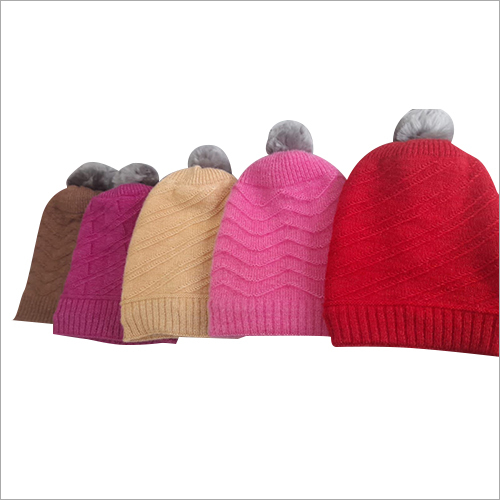 Ladies Designer Woolen Cap - Wool Material, Multicolor, Adult Size | Winter Cap with Plain Pattern for Stylish Cold Weather Wear
