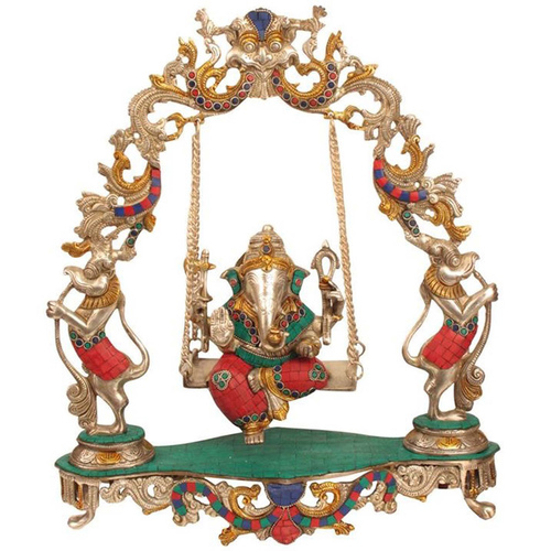 Metal Ganesh Jhula Brass Statue Decorative Work  Unique Gift Showpiece