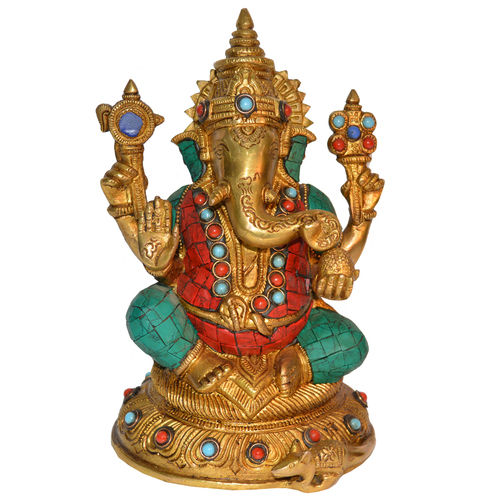 Lord Ganesha Brass Blessing Religious Satue for Prosperity