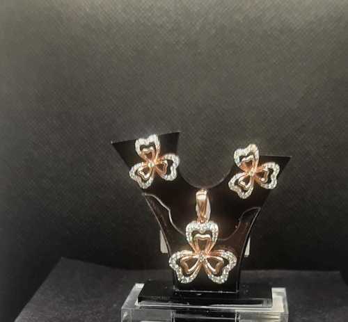 Real Diamond Flower Pendant Set