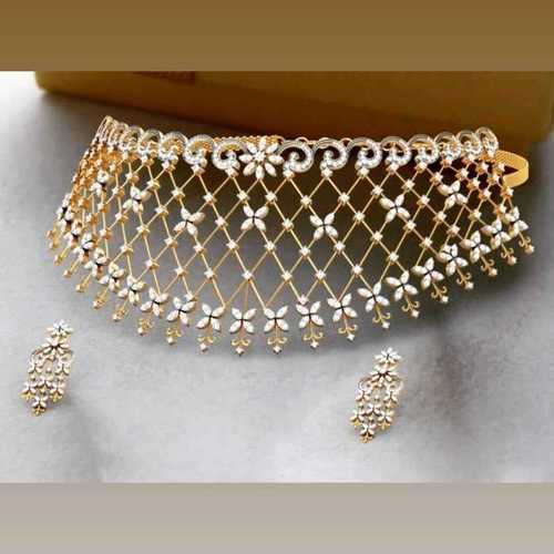 Stylish Real Diamond Necklace Set