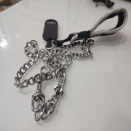 THE RICH PET Dog Handle Chain Leash with Nylon Handle