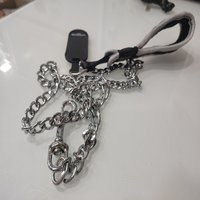 THE RICH PET Dog Handle Chain Leash with Nylon Handle