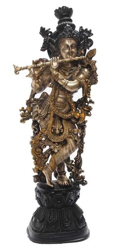 Krishna Brass Statue Hindu Temple worship or decorative collectible Figure