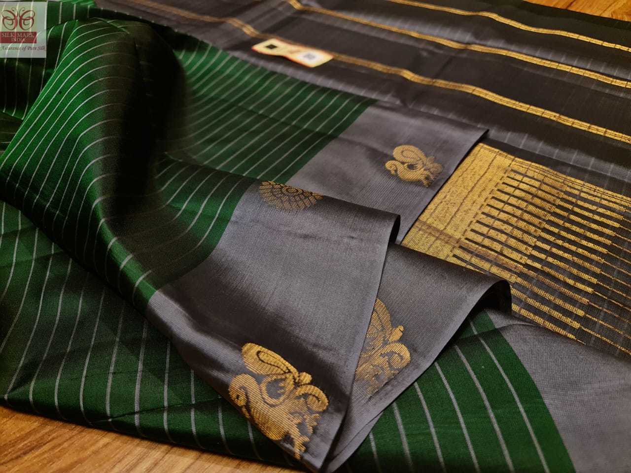 pure kanjivaram silk with  side budda green