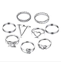 Stylish Silver Plated 9 Piece Love Infinity Ring Set For women and Girls