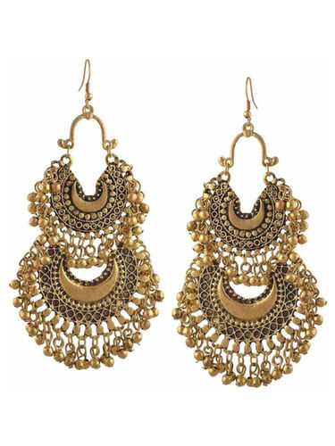 Double Layer Afgani Golden Alloy Chandbali Earring Gender: Women