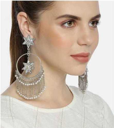 Oxidised Silver Moon Star Chandelier Chandbali Large Long Traditional Earring