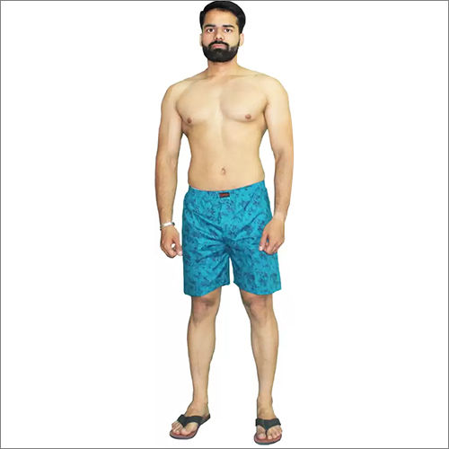 Mens Blue Printed Boxer