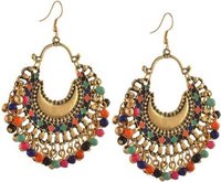 Oxidized Golden and Multicolor Beads Fancy Tribal Brass Jhumki Earring For Women and Girl