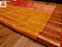 pure kanjivaram silk saree yellow with golden