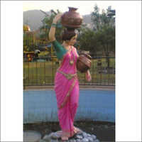 Frp Fountain Lady Statue Use: Garden Decoration