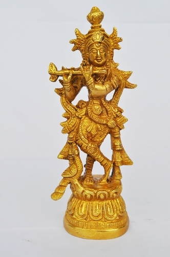 Lord Krishna brass metal adorable statue