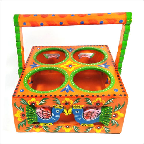 Wooden Handcrafted And Hand Painted Glass Stand Cavity Quantity: Multi