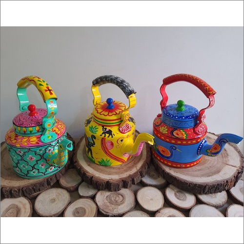 Metal Colored Hand Painted Kettle Set