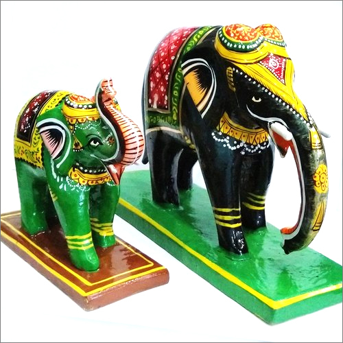 Wood Hand Painted Wooden Elephant