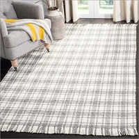 White Chek Printed Wool Carpet