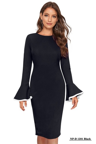 Norzy Paris Knee Length Dress - Color: Black