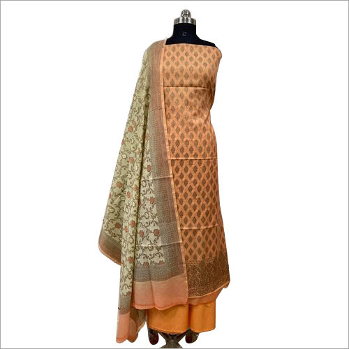 Chanderi Dress Material - Green Butti – theCraftVillage
