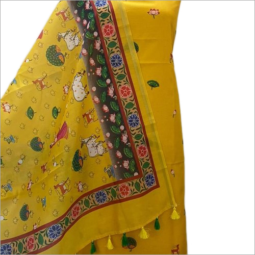 Multicolor Pichwai Printed Unstitched Suit Dress Material