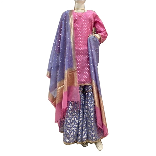 Multicolor Ladies Sharara Suits Material