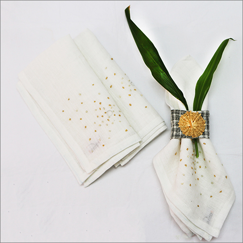 White Stardust Table Napkins - Cotton Dinner Napkins | Printed Design, Colored for Elegant Hotel Dining Experience