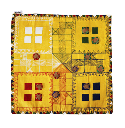 Yellow Handmade Cloth Ludo - Cotton Fabric, 15x15 Inches, Bright Yellow | Durable, Washable, Indian Style