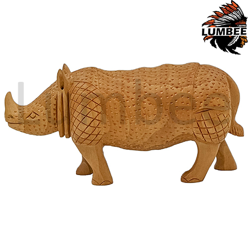 Handmade Wooden Rhinoceros With Carving Handicraft 3inch