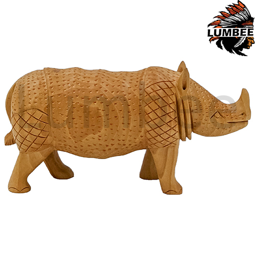 Handmade Wooden Rhinoceros With Carving Handicraft 3inch