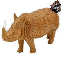 Handmade Wooden Rhinoceros With Carving Handicraft 3inch