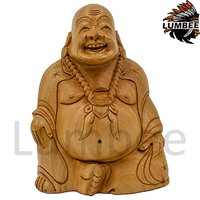 Hand Carved Natural Wood Buddha Sculpture
