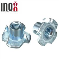 Tee Nuts - Stainless Steel M5-M10 Size Silver Color | Customized Round Four Prong Design Polished Finish Galvanized Treatment