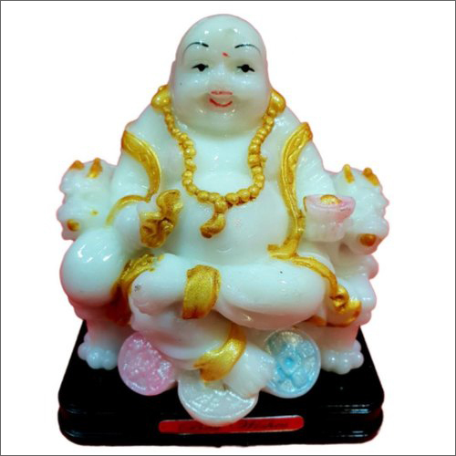 4.0x3.75 Inch White FRP Laughing Buddha Statue By SARGAM POLYMER
