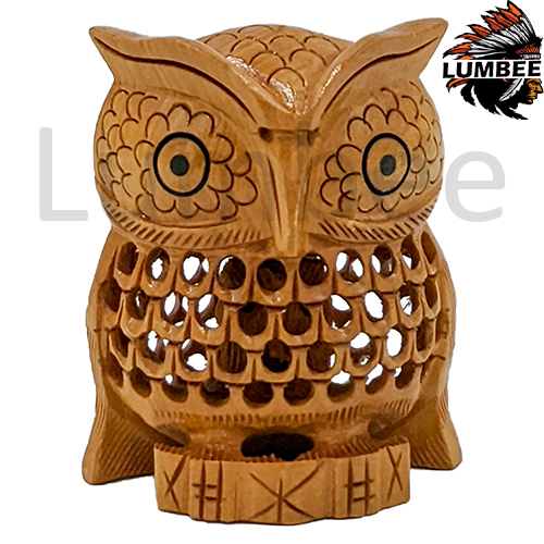 Handcrafted Wooden Jaali Owl Sitting Showpiece