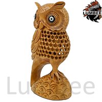 Wooden Handmade Carved Owl Statue For Home