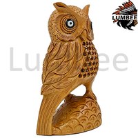 Wooden Handmade Carved Owl Statue For Home