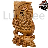 Wooden Handmade Carved Owl Statue