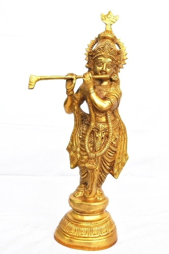 Natkhat krishna murti with flute made of brass