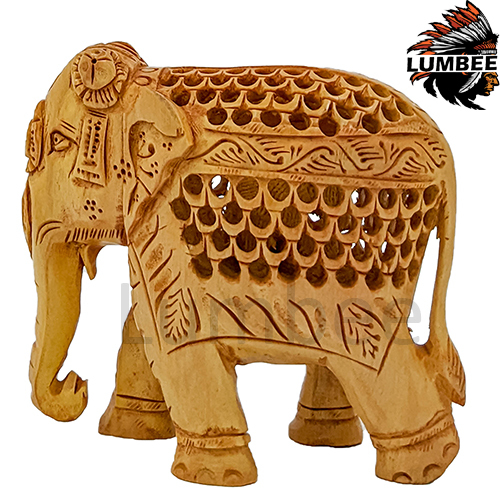 Handmade Jali Trunk down Carved elephant