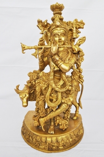Lord Krishna Brass Metal Hand Carved Statue