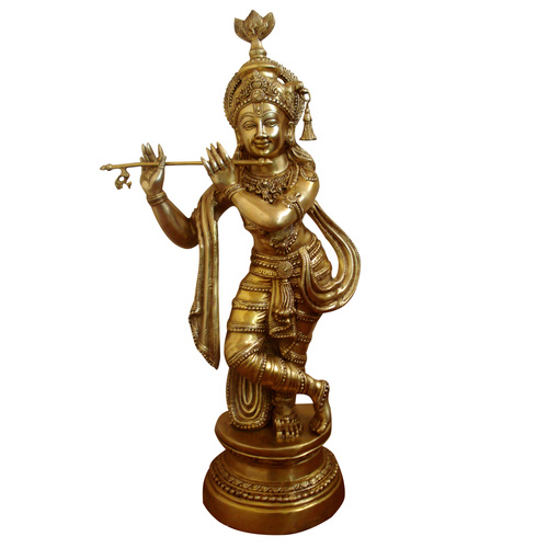 Lord Krishna Brass metal Hand made antique finish statue