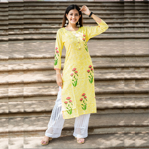 Ladies Light Yellow Kurti