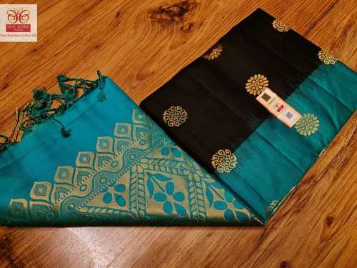 pure kanjivaram silk balck with ramagreen