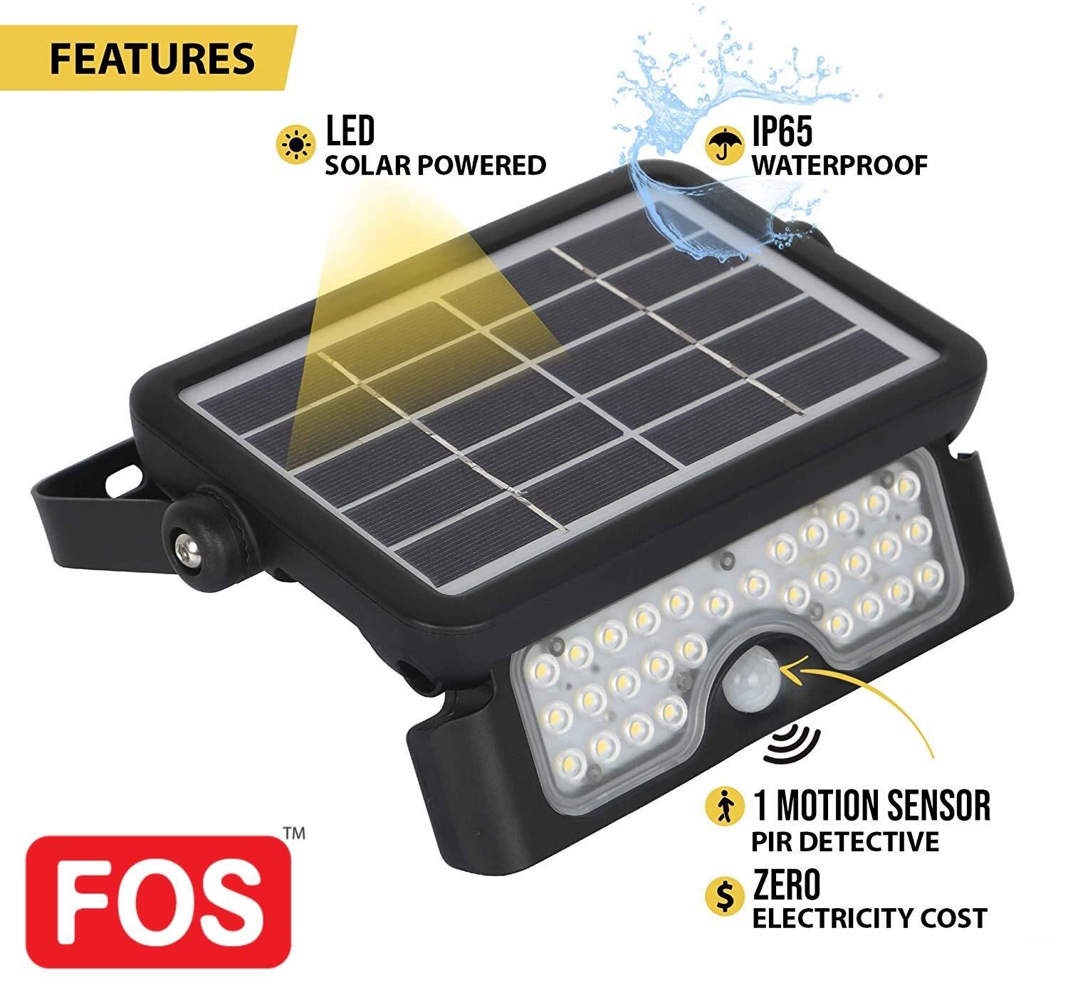 FOS Rechargeable Solar LED Flood Light 10W with Motion Sensor