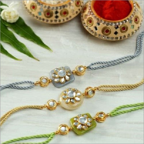 Designer Kundan And Zari Rakhi